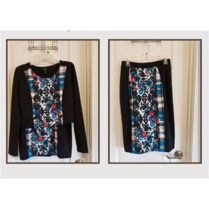 Nicole by Nicole Miller floral scuba knit crop top and skirt, size M